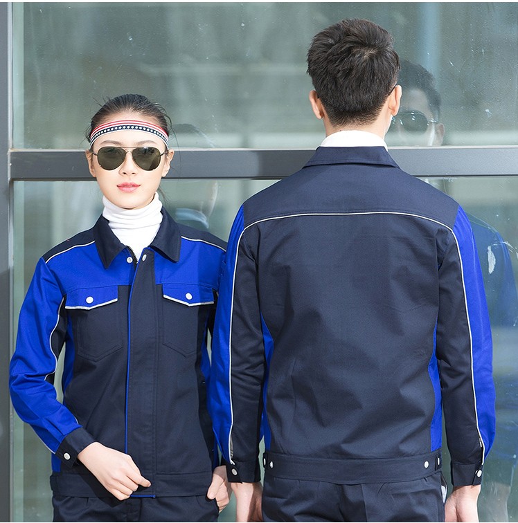 秋冬工作服定制，全工藝滌棉厚紗卡拼色長袖工裝外套